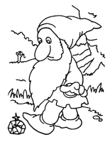 A coloring page of gnomes